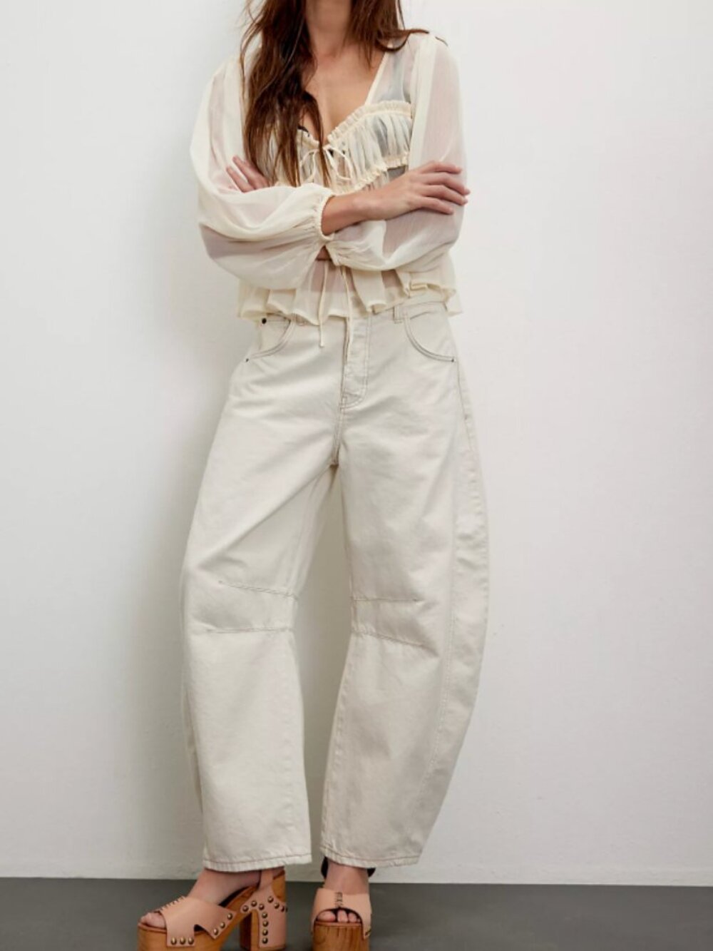 We The Free Good Luck Mid-Rise Barrel Jeans, Milk, 27